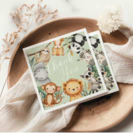 Pastel Tropisch baby shower Oerwoud Safari Dieren Servet