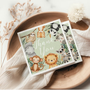 Pastel Tropisch baby shower Oerwoud Safari Dieren Servet