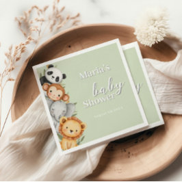 Pastel Tropisch Baby shower Oerwoud Safari Dieren Servet