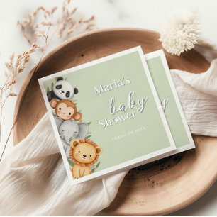 Pastel Tropisch Baby shower Oerwoud Safari Dieren Servet