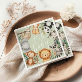 Pastel Tropisch baby shower Oerwoud Safari Dieren Servet