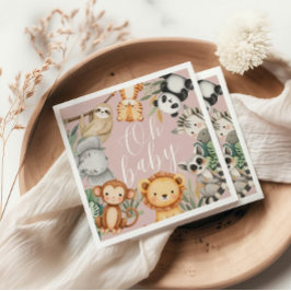 Pastel Tropisch baby shower Oerwoud Safari Dieren Servet