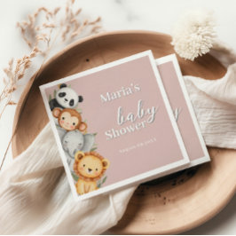 Pastel Tropisch Baby shower Oerwoud Safari Dieren Servet
