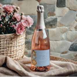 Pastel Tropisch Baby shower Oerwoud Safari Dieren Sparkling Wijnetiket