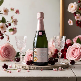 Pastel Tropisch Baby shower Oerwoud Safari Dieren Sparkling Wijnetiket