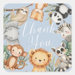 Pastel Tropisch baby shower Oerwoud Safari Dieren Vierkante Sticker