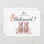 Pastel Tropisch gebladerte bruidsmeisje Briefkaart (Voorkant / Achterkant)