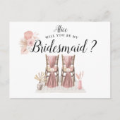 Pastel Tropisch gebladerte bruidsmeisje Briefkaart (Voorkant)