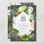 Pastel tropisch+ goud geometrisch baby shower uitn save the date (Voorkant / Achterkant)