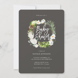 Pastel tropisch+ goud geometrisch baby shower uitn save the date