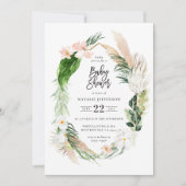 Pastel tropisch+ goud geometrisch baby shower uitn save the date (Voorkant)