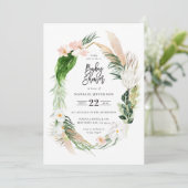 Pastel tropisch+ goud geometrisch baby shower uitn save the date (Staand voorkant)