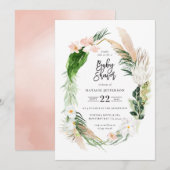 Pastel tropisch+ goud geometrisch baby shower uitn save the date (Voorkant / Achterkant)