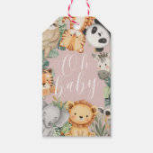 Pastel Tropisch Oerwoud Safari baby doucheDieren Cadeaulabel (Voorkant)