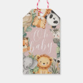 Pastel Tropisch Oerwoud Safari baby doucheDieren Cadeaulabel (Achterkant)