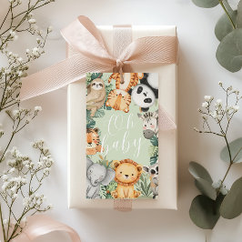 Pastel Tropisch Oerwoud Safari baby doucheDieren Cadeaulabel