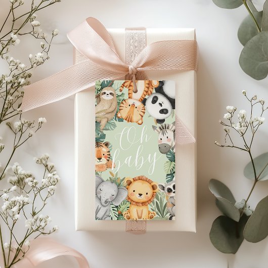 Pastel Tropisch Oerwoud Safari baby doucheDieren Cadeaulabel