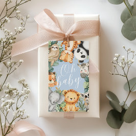 Pastel Tropisch Oerwoud Safari baby doucheDieren Cadeaulabel