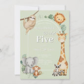 Pastel Tropisch Oerwoud Safari Dieren verjaardag Kaart (Voorkant)