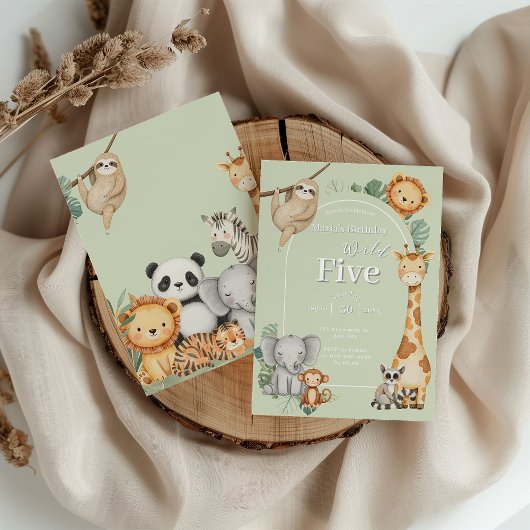 Pastel Tropisch Oerwoud Safari Dieren verjaardag Kaart