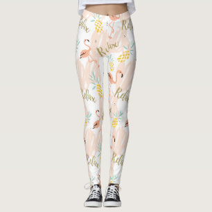 Pastel Tropisch Roze Flamingo patroon Leggings