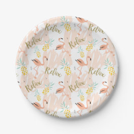Pastel Tropisch Roze Flamingo patroon Papieren Bordje