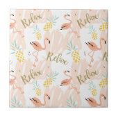 Pastel Tropisch Roze Flamingo patroon Tegeltje (Voorkant)