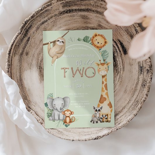 Pastel Tropisch Wild Two Jungle Safari Dieren  Kaart