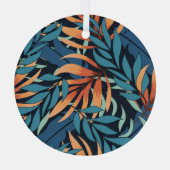 Pastel Tropische Abstracte Botanicals Glas Ornament (Achterkant)