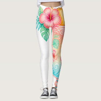 Pastel Tropische Bloem Dames Leggings