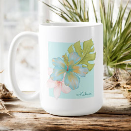 Pastel Tropische Floral met enige naam Koffiemok
