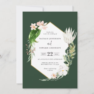 Pastel tropische + gouden geometrische trouwuitnod save the date