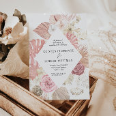 Pastel Tropische loof bestemming bruiloft Kaart