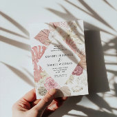 Pastel Tropische loof bestemming bruiloft Kaart