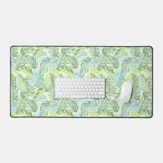 Pastel Tropische palmbladeren Bureaumat (Keyboard & Muis)