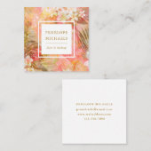  pastel tropische palmen en bloemenprint vierkante visitekaartje (Voorkant / Achterkant)