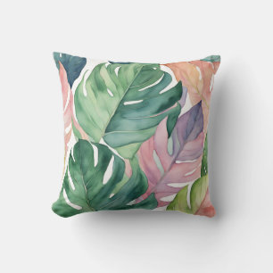 Pastel Tropische Philodendron Monstera Plant Blade Kussen