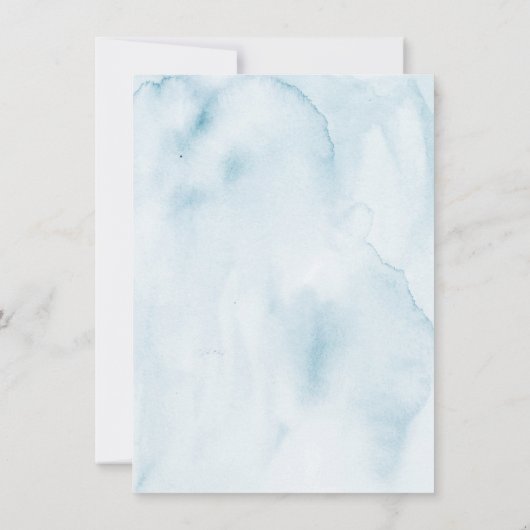 Pastel Tuin Blauw Waterverf Bloemen Save The Date (Achterkant)