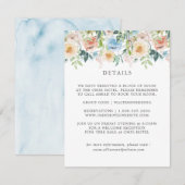 Pastel Tuin Blauwe Bloemige Huwelijksdetails Kaart (Voorkant / Achterkant)