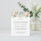 Pastel Tuin Blauwe Bloemige Huwelijksdetails Kaart (Staand voorkant)