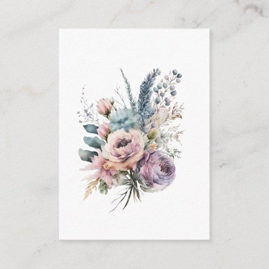 Pastel Tuin Bloemen Bruiloft Receptie Informatiekaartje (Achterkant)