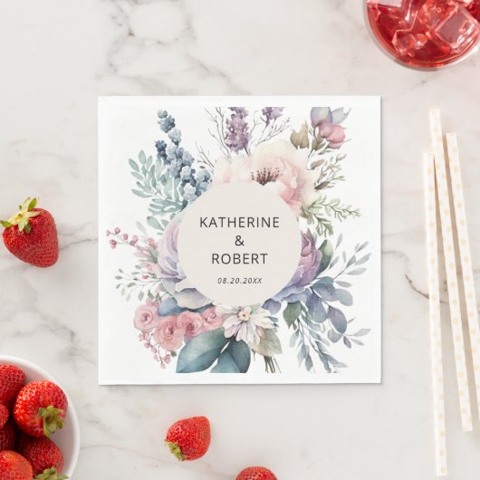 Pastel Tuin Bloemen Trouwpapier Servet (Insitu)