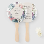 Pastel Tuin Bloemen Trouwprogramma Hand Fan Handwaaier (Voorkant en achterkant)