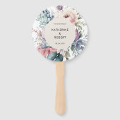Pastel Tuin Bloemen Trouwprogramma Hand Fan Handwaaier (Voorkant)