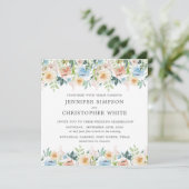 Pastel Tuin Bloemen Vierkant Bruiloft uitnodiging (Staand voorkant)