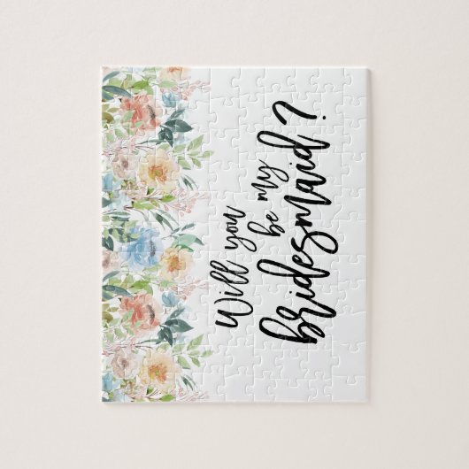 Pastel Tuin Bloemige Bruidsmeisje Voorstel Puzzel Legpuzzel (Verticaal)