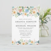 Pastel Tuin Bloemige Elegante Huwelijks Uitnodigin Kaart (Staand voorkant)
