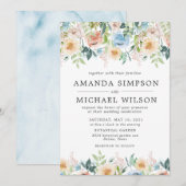 Pastel Tuin Bloemige Elegante Huwelijks Uitnodigin Kaart (Voorkant / Achterkant)