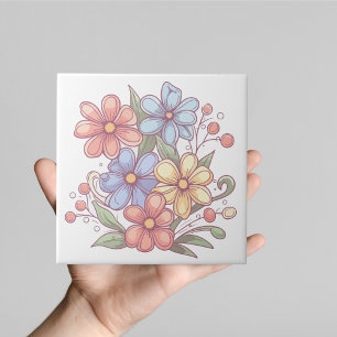 Pastel Tuin Bloesemt Keramiek Tegels Tegeltje