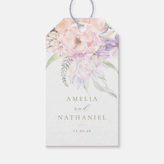 Pastel Tuin Bruiloft Favor Cadeaulabel (Voorkant)